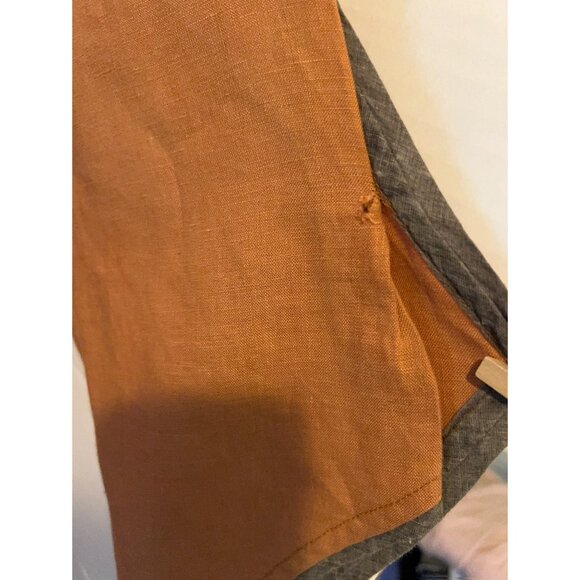 Peacock Ways Linen Blend Tunic Dress Orange Boho Artsy Asymmetrical Hem Embroide - Picture 11 of 14